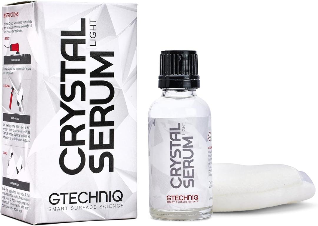 Gtechniq Crystal Serum Light Ceramic Coating for Cars 30ml | Up to 5 Years Protection, High Gloss Shine, Swirl and Chemical Resistance (1 Count (Pack of 1)