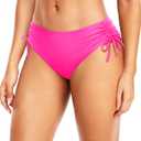 Daci Women Mid Waist Bikini Bottoms - Full Coverage Swim Bathing Suit Bottom Side Tied Swimsuit Bottoms (Large, Pink)
