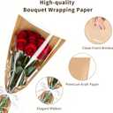 HJORZMM 50 PCS Flower Bouquet Wrapping Bags Paper with 50 PCS Floral Card Holder Picks and Ribbons, Flower Wrapping Brown Paper Sleeves for Flower Bar, Mother's Day, Graduation, Valentine, Birthday