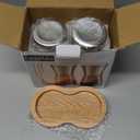 LessMo Salt and Pepper Grinder Set with Wooden Standing Tray, Refillable Pepper Mill Set - Brushed Stainless Steel - Short Glass Shakers with Adjustable Coarseness for Peppercorn, Salt or Spice Mills