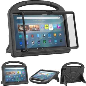 Kids Case for 11in Tablets, Not Work on TCL Onn 11 inch Tablets, Patamiyari Lightweight Shockproof Protective Case with Screen Protector Handle Stand -Black (UOL-Coal Black)