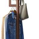 Coat Rack Freestanding, Bamboo Cactus Coat Stand, Adjustable Height Wooden Coat Tree with 6 Hooks, kids coat rack, Used In The Bedroom Living Room, Office To Hang Clothes, Hats, Bags (Brown)