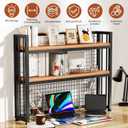 HUATOL 2-Tier Desktop Hutch Bookshelf Metal Desk Shelf, Storage Display Shelf for Computer Desk, Multifunctional Freestanding Storage Rack Display Shelf for Office, Home Decor (37.4 * 35.9 * 9.44 in)
