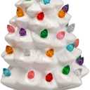 Collections Etc. Decorative Ceramic Christmas Tree Night Light -White