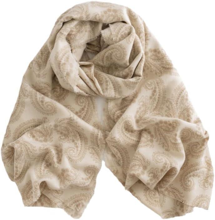 Paisley Women Scarf Soft Warm Lightweight Shawl Wrap for Winter 25*75 in (Beige)