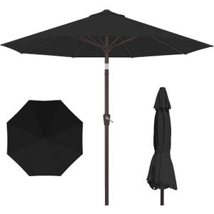 PatioKingdom 10FT Patio Umbrella with Push Button Tilt and Crank, Outdoor Market Umbrella with 8 Fiberglass Ribs, UV Protection Table Umbrella for Pool,Backyard,Garden,Deck