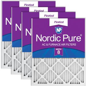 Nordic Pure 16x20x1 (Actual Size: 15 1/2 x 19 1/2 x 3/4) Pleated MERV 8 Air Filters 4 Pack