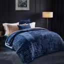 RECYCO Luxury Velvet Quilt Set Twin/Twin XL Size, Lightweight Velvet Comforter Set, Oversized Bedspread Coverlet Quilted Bedding Set, with 1 Matching Pillow Sham, for All Season, Navy Blue