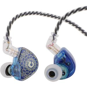Linsoul TANGZU Waner S.G HiFi 10mm Dynamic Driver PET Diaphragm in-Ear Earphone with Ergonomic Shape, Detachable Recessed 2Pin OFC Braided Cable for Audiophile Musician DJ Stage(Blue, with Mic)