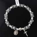 HanlinCC Women's Stretch Rosary Bracelet Beaded Crucifix & Miraculous Medal