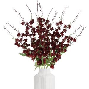 IPOPU 6PCS Burgundy Delphinium Artificial Flowers 42.5'' Realistic Silk Larkspur Flowers Long Stem Faux Hyacinth Flowers for Tall Vase Wedding Party Garden Home Decor (Burgundy)