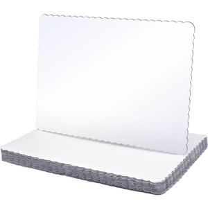 Skyygemm 12 Pack 19 x 14 Inch Greaseproof Rectangle Cake Boards Corrugated Single Wall Pad Half Sheet Cake Board Scalloped Rectangle Dessert Base for Pizza