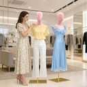 Female Dress Form, Pink Velvet Mannequin Body with Metal Stand, Detachable Dress Form for Retail Clothing Shops, Trade Shows, Online Boutiques, Craft Shows, Jewelry Display, Height Adjustable