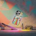 for iPhone 16 Case, Psychedelic UFO Fireworks Pattern with Rainbow Beams, Military-Grade Drop Protection, Cute Cosmic Soft Slim TPU Protective Cover with Camera Protection for Teens