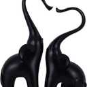 Loving Elephant Statues Home Decor, Small Black Elephant Figurines in Love, Elephant Sculpture Heart Decorative Objects for Bookshelf Decor