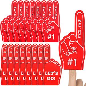 Sinmoe 19 Pcs Mini Foam Finger Baseball Fan Mini Foam Finger, We're #1 Sports Themed Party Supplies for Baseball Hockey Football Basketball Events Team Gifts(Red)