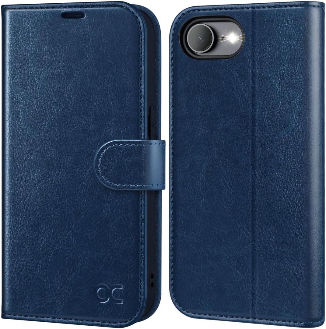 OCASE Compatible with iPhone 17e Case/iPhone 16e Wallet Case, PU Leather Flip Folio with Card Holders RFID Blocking Kickstand [Shockproof TPU Inner Shell] Phone Cover 6.1 Inch 2025, Blue