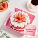 Ocmoiy 7x7x4 Inches Pink Paper Cake Boxes with Clear Lids for 6 Inch Cakes, 20 Pack Square Disposable Cake Bakery Take Out Containers, To Go Dessert Boxes