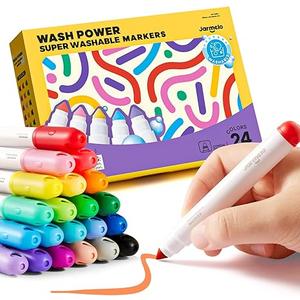 Jar Melo Washable Markers for Kids Toddlers 2-4, Safe Non-Toxic Water Based Markers for Age 1-3 4-8, Coloring Art Supplies for Preschool Gift, 24 Colors