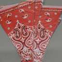 5 Pack Western Cowboy Party Decorations Bandana Pennant Banner Wild West Decor Western Cowboy Themed Yee Haw Country Party Decoration Supplies 9.8 x 5 ft(Red Paisley)