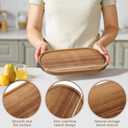 Wenqik 18 Pieces Acacia Wood Tray Set 10 x 5 Inch Acacia Oval Wood Tray Platters Plates Set for Fruit Cheese Dessert Appetizer Vegetable Charcuterie BBQ Party Weddings Supply