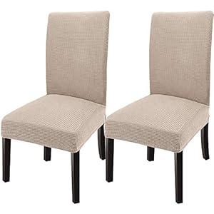 GoodtoU Dining Room Chair Covers Stretch Dining Chair Slipcover Parsons Kitchen Chair Covers Chair Cover for Dining Room Chair Furniture Protector Covers Removable Washable (Sand, 2)