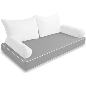 MABOZOO Twin Size Daybed Porch Swing Bed Pillow & Bolster Cushion, 2 Shredded Foam Fiberfill Patio Swing Mattress Bed Inserts Replacement for Outdoor or Indoor, ONLY Insert, NO Cover, Style-2