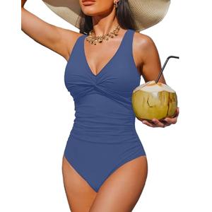 Holipick Blue Women Tummy Control One Piece Swimsuit - Push Up Bathing Suit Full Coverage Slimming Swimwear XL