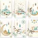 6 Pcs Eid Mubarak Kitchen Towels Ramadan Kareem Dish Towels Decorative Star Moon Stripe Hand Towel Islamic Tea Towel Ramadan Decor for Home Bathroom Kitchen Gifts(Elegant,Vintage Colors)