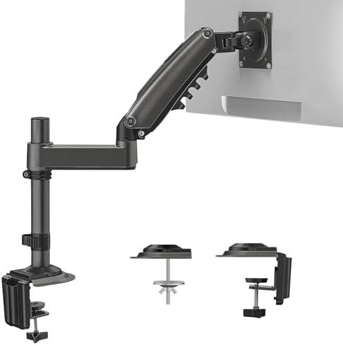 HUANUO Single Monitor Arm, Adjustable Desk Mount for 13-34 inch Screens, Holds 19.8lb, 22.44 inch Max Height, Full Motion Swivel Gaming Monitor Stand with VESA 75x75mm and 100x100mm Compatibility