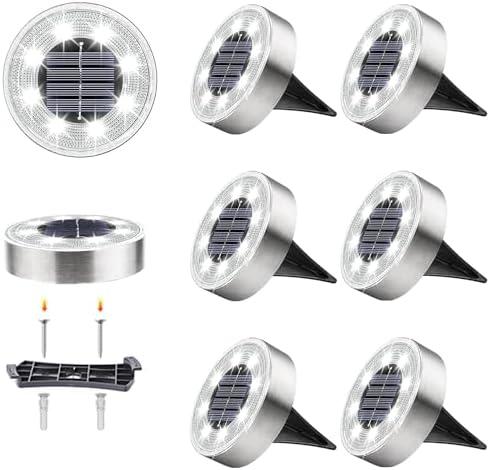 Jyoiat Mulit-Purpose Solar Ground Lights Outdoor - 8 Pack IP68 Waterproof Solar Powered Deck Lights Outdoor Landscape Lights for Patio Yard Pathway Walkway Driveway Garden(Cool White)