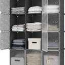 MAGINELS Portable Storage Cubbies - 14"x14" Cube Shelves Organizer Shelf for Clothes, Portable Toy Cabinet, Plastic Dresser Clothes Cubes, Black, 4x3-Cube ater Bulk Small Water Bottles Dean Products