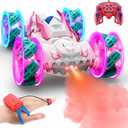 Remote Control Car Boys Toys: RC Cars 360Flip 2.4Ghz Double Sided 4WD Transform Off Road for Rotating Hand & Remote Control Drift Stunt Cars Toy 6 7 8 9 10 11 12 Year Old Kids Girls (White)