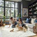 3x5 Rug, Bedside Preppy Dorm Area Rug, College Essentials Small Carpets for Bedroom, Anti Slip Living Room Rugs Home Decor (Cream, 3 x 5)