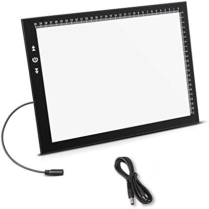 HSK 13”x 9” LED Artist tracing Light Box Copy Table, Adjustable High Brightness Light Pad for Tatto Drawing, Sketching, Animation, Diamond Painting Accessories