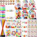Jenaai 102 Pcs Art Paint Party Favor Supplies Set Gift Includes 12 Drawstring Backpacks 12 Bracelets 12 Badges 12 Keychains 18 Spiral Notepads 12 Pencils 12 Stickers 12 Necklaces