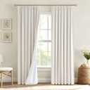 MIULEE Natural Pinch Pleated 100% Blackout Linen Curtains 90 Inch Length 2 Panels Set, Pleat Curtains with Pin Hooks, Black Out Light Blocking Room Darkening Drapes for Bedroom Living Room Window (40"W x 90"L (Pack of 2))