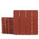 Plastic Interlocking Deck Tiles 12 Pack, 12"x12" Waterproof Patio Flooring, Weather Resistant Outdoor Deck Tiles for Balcony, Porch, Backyard, Brick Red