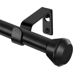 Curtain Rods for Windows 32 to 58 Inch, HOTOZON 3/4 Inch Heavy Duty Curtain Rod, Decorative Single Drapery Rod with Diamond Finials, Black (32-58")