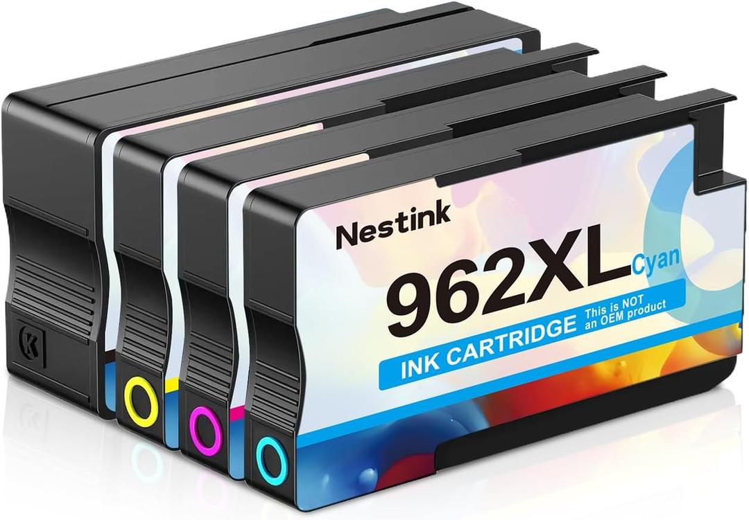 962XL Ink Replacement for HP 962XL Ink Cartridges Combo Pack for HP Ink 962XL Black and 962 Color Combo Pack Use with Officejet Pro 9010 Ink Cartridges 9015 9020 9025 Printers (4P 1BK,1C,1M,1Y)