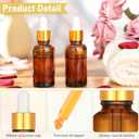 Nuogo 100 Pcs Glass Dropper Bottles 1 oz Essential Oil Dropper Bottles with Labels and Funnels Golden Caps Empty Tincture Glass Containers Perfume Cosmetic Travel Liquid Containers(Amber)