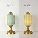 Glazart Luxa Vintage Milk Glass Table Lamp for Living Room Bedroom, Green