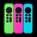 LEFXMOPHY Protective Case for Apple TV Siri Remote 2023 2024 2021 2022, Silicone Cover for 4K HD Controller 2nd 3rd Gen, 3-Pack Green, Hot Pink, Blue Sleeve Glow in Dark with Lanyard