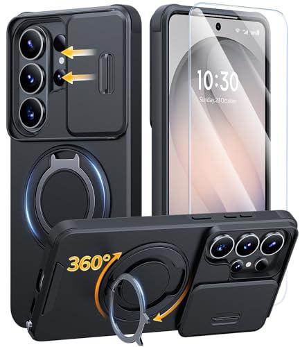 JAME for Samsung Galaxy S26 Ultra Case, Ring Holder Stand Kickstand, Slide Camera Cover with Screen Protector, Dual-Layer Shockproof Protective Magnetic Accessory Friendly S26 Ultra Phone Case, Black