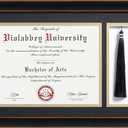 VIOLABBEY 11x17 Diploma Frame with Tassel Holder Black for 8.5x11 Certificates Document, College Degree Frame for Wall Mounted (Black Gold Double Mat)