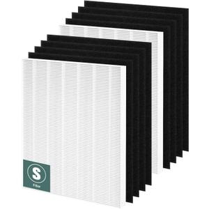 C545 Replacement Filter S Compatible with Winix C545 Air Purifier Replacement for Winix S Filter 1712-0096-00 and 2522-0058-00, Funmit 2 x High-efficiency Filter And 8 x Activated Carbon Filter (10 Piece Set)