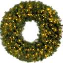 48in. Large Christmas Wreath - Artificial Spruce Wreath with 200 LED Lights and 702 Realistic Branch Tips - Indoor/Outdoor Christmas Decorations for House, Front Porch, Mantel, or Wall by Elf Stor
