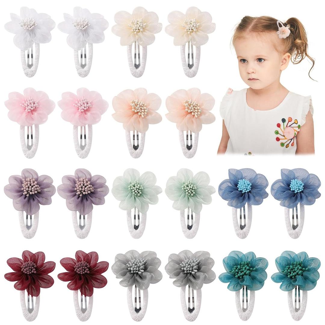 YHXX YLEN Chiffon Flower Hair Clips Snap Hair Clips Non Slip Wrapped Handmade FloralBaby Hair Clips Hair Accessories For Girls Newborn Infant Kids Toddle 20PCS
