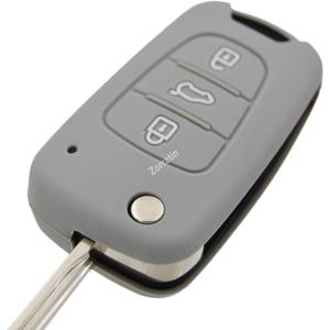 Silicone Rubber Key Fob Case Key Covers Protectors for KIA 09-13 Soul 10-13 Sportage 06-11 Rondo 11-13 Rio (Flip Key) (gray)