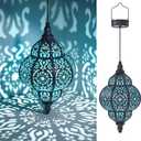 Hapjoy Hanging Solar Lights Outdoor Garden Decor Solar Lantern Waterproof Plastic Moroccan Outdoor Decorations for Patio Pathway Yard Backyard Garden Decorative (2, Black)